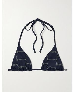 Matteau The String Printed Recycled Triangle Bikini Top - Blue