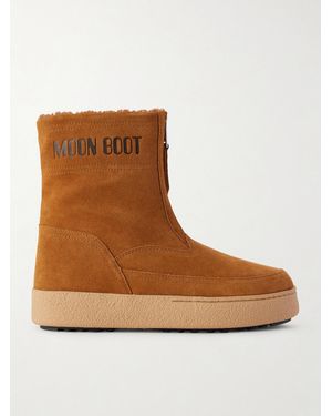 Moon Boot Lara Suede And Shearling Ankle Boots - Brown