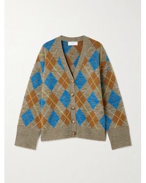 La Ligne Hamish Argyle Wool And Cashmere-Blend Cardigan - Blue