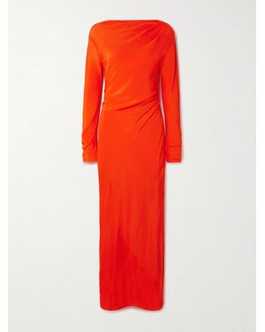 SIR. Fresca Gathered Draped Silk Crepe De Chine Maxi Dress