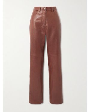 Magda Butrym Leather Straight-Leg Trousers - Red