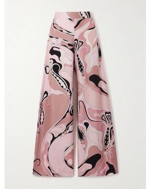 PUCCI Printed Silk-Twill Wide-Leg Trousers - Pink
