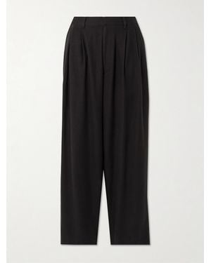 Ssstein Pleated Silk-Blend Flannel Wide-Leg Pants - Black