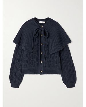 FRAME The Cape Cable-Knit Wool-Blend Cardigan - Blue