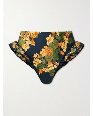 Agua Bendita Jengibre Cordillera Ruffled Floral-Print Stretch Recycled Bikini Briefs - Multicolour