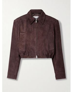 Agolde Nahla Cropped Suede Jacket - Brown