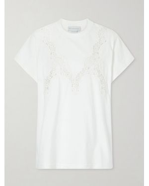 Stella McCartney Lace-Trimmed Cotton-Jersey T-Shirt - White