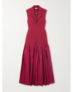 DIOTIMA Convertible Wool-Twill And Silk-Faille Maxi Dress - Red