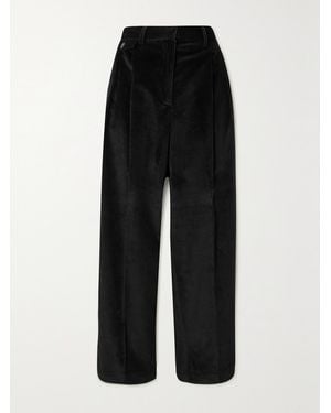 James Purdey & Sons Pleated Cotton-Corduroy Tapered Trousers - Black