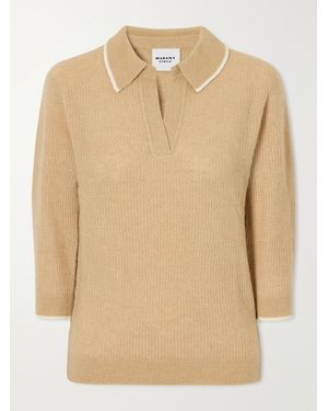 Isabel Marant Nathalie Ribbed-Detail Wool-Blend Knitted Polo - Natural