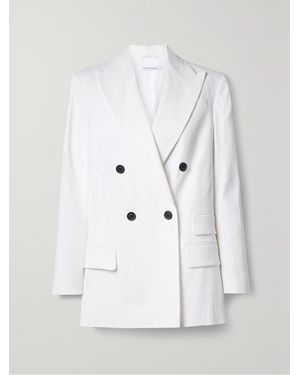 Another Tomorrow Net Sustain Organic Double-Breasted Hemp-Blend Blazer - White