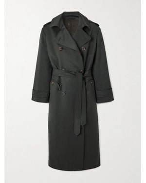 Blazé Milano Aseel Doppelreihiger Mantel Aus Twill Aus Einer Woll-Mohairmischung Mit Gürtel - Schwarz