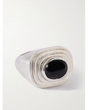 Le Sundial The Deco Onyx Ring - Metallic
