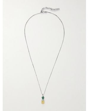 Saint Laurent Pineapple-Tone And Enamel Necklace - White