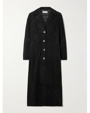 RIXO London Astraea Paneled Suede Coat - Black