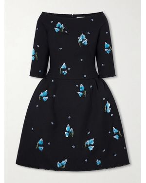 ShuShu/Tong Off-The-Shoulder Embellished Grain De Poudre Mini Dress - Blue