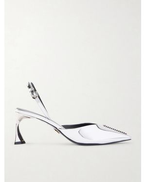 Stella McCartney Elsa Embellished Metallic Slingback Pumps - White