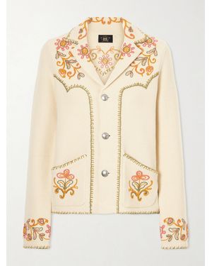 RRL Bella Crochet-Trimmed Cotton And Cashmere-Blend Cardigan - Natural