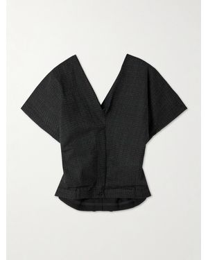 Balenciaga Oberteil Aus Kariertem Woll-Twill - Schwarz