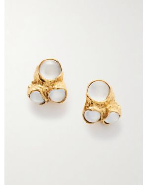 Saint Laurent Tone And Resin Clip Earrings - Metallic