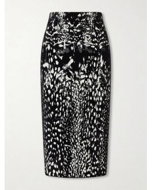 Tom Ford Animal-Jacquard Velvet Midi Skirt - Black