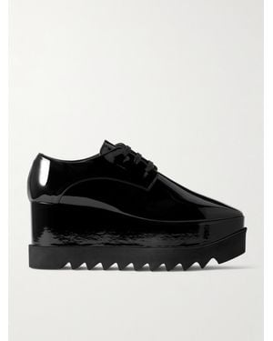 Stella McCartney Elyse Vegetarian Patent-Leather Platform Brogues - Black