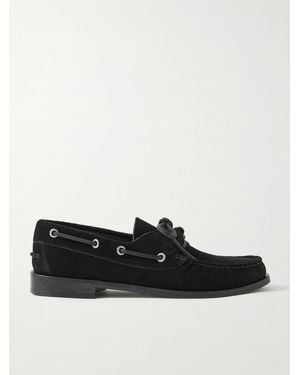 Aeyde Harris Suede Boat Shoes - Black