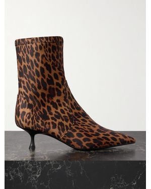 Stuart Weitzman Naomi Leopard-Print Scuba Ankle Boots - Brown