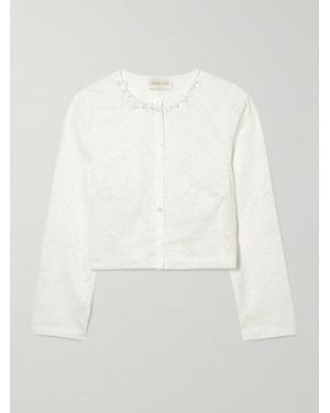 ShuShu/Tong Embellished Cropped Lace Top - White