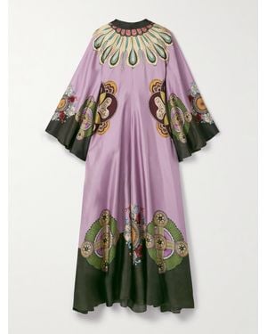La DoubleJ Icon Magnifico Maxikleid Aus Bedrucktem Seiden-Twill - Pink