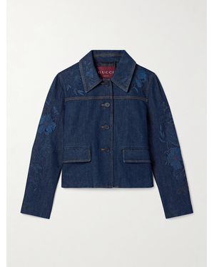 Gucci Jeansjacke Mit Stickereien - Blau