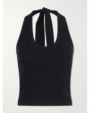 Matteau Tie-Detailed Cotton-Jersey Halterneck Tank - Black