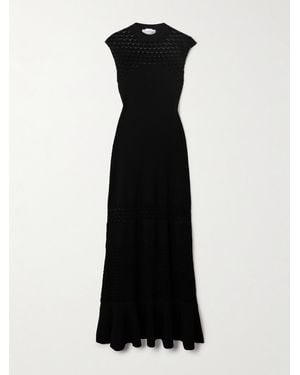 Lanvin Paneled Knitted Midi Dress - Black