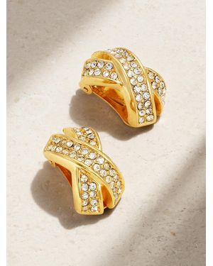 Susan Caplan Christian Dior-Plated Swarovski Crystal Clip Earrings - Metallic