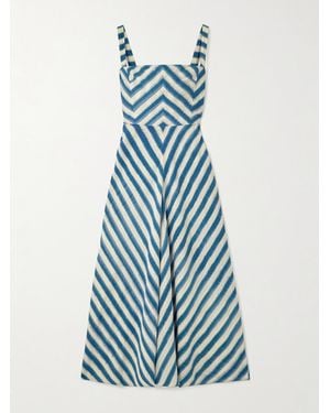 Emporio Sirenuse Margherita Striped Cotton Midi Dress - Blue