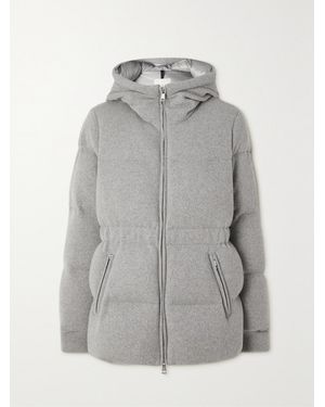Moncler Daval Hooded Quilted Cashmere-Blend Down Jacket - Grey