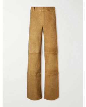Arma Marina Panelled Stretch Suede Wide-Leg Trousers - Natural