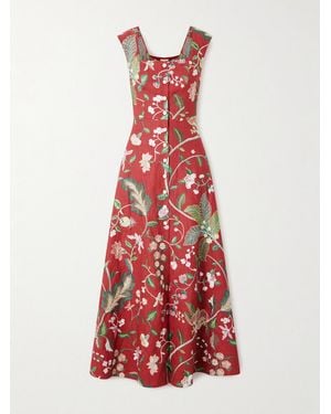 Marta Ferri Farfalle Embroidered Linen-Blend Maxi Dress
