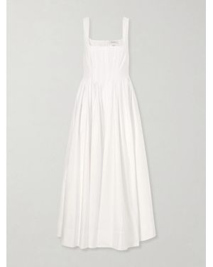 Sportmax Pleated Cotton-Poplin Maxi Dress - White