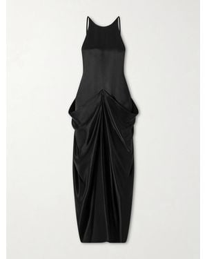 KHAITE Kent Draped Satin Maxi Dress - Black