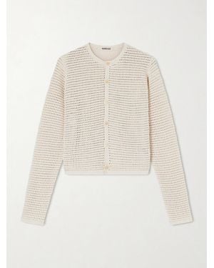 AURALEE Tussah Crocheted Silk And Cotton-Blend Cardigan - White