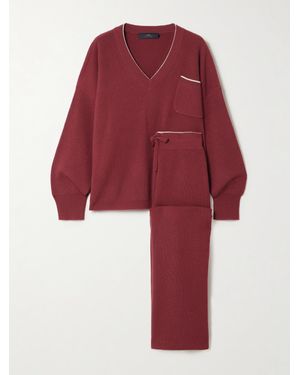arch4 Partridges Ribbed Cashmere Sweater And Track Pants Set - Red