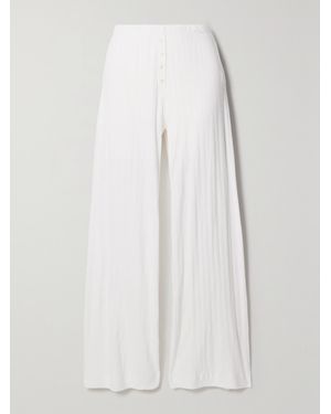 Leset Boxer Pointelle-Knit Cotton Trousers - White