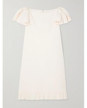 Valentino Garavani Ruffled Wool And Silk-Blend Crepe Mini Dress - Natural