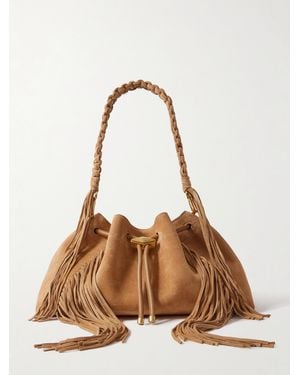 Jimmy Choo Bon Bon Beuteltasche Aus Veloursleder Mit Fransen Und Verzierungen - Natur