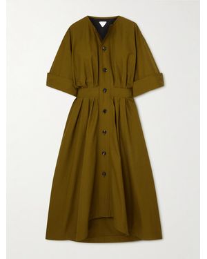 Bottega Veneta Cotton-Canvas Midi Dress - Green