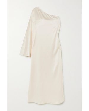 La Collection Maui One-Sleeve Silk-Satin Maxi Dress - White