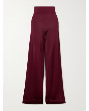Galvan London Stretch-Knit Wide-Leg Trousers - Red