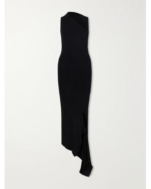 AARON ESH Asymmetric Twisted Stretch-Jersey Midi Dress - Black