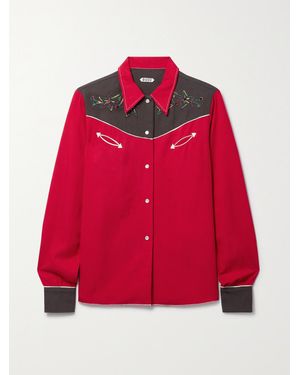 Bode Embellished Embroidered Cotton-Blend Twill And Canvas Shirt